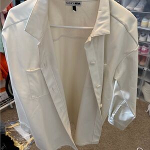 Fashion Nova Ivory Button-Up Blouse